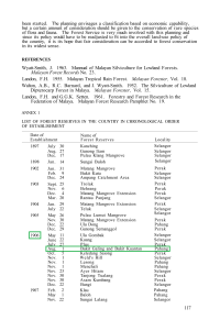 LIST OF FOREST RESERVES IN THE COUNTRY IN CHRONOLOGICAL ORDER
OF ESTABLISHMENT