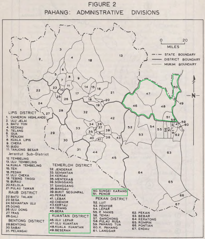 Peta Daerah-Daerah Pahang, 1960-an