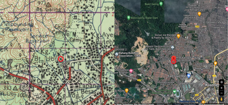 Peta lokasi tapak ITM Bukit Sekilau (ditanda dengan bulatan merah)